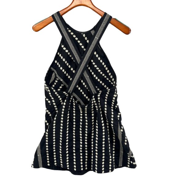 Free People Juni Mini Dress Black White Sleeveless Open Back Adjustable Size S - Picture 4 of 13